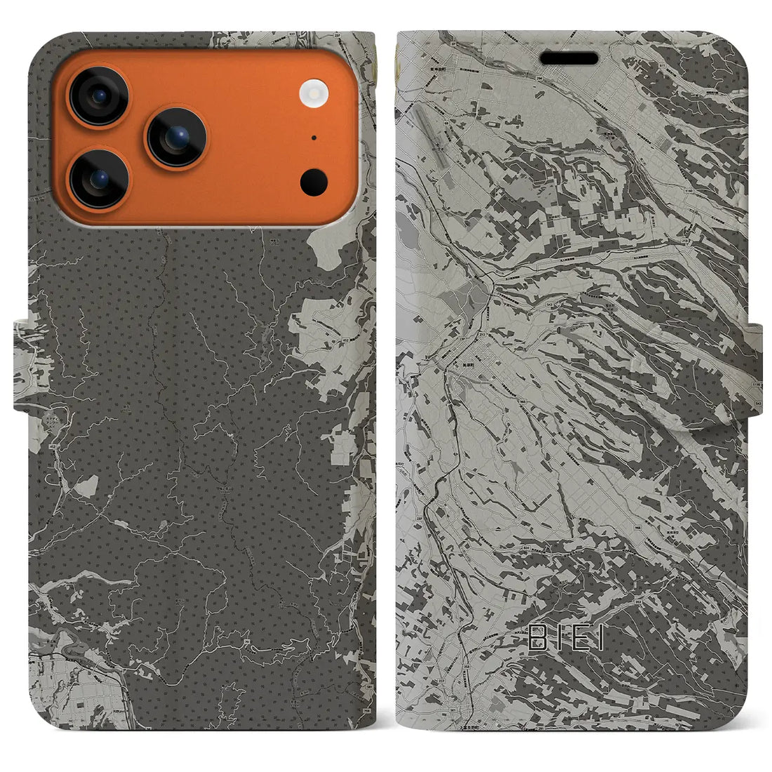 【美瑛（北海道）】地図柄iPhoneケース（手帳タイプ）