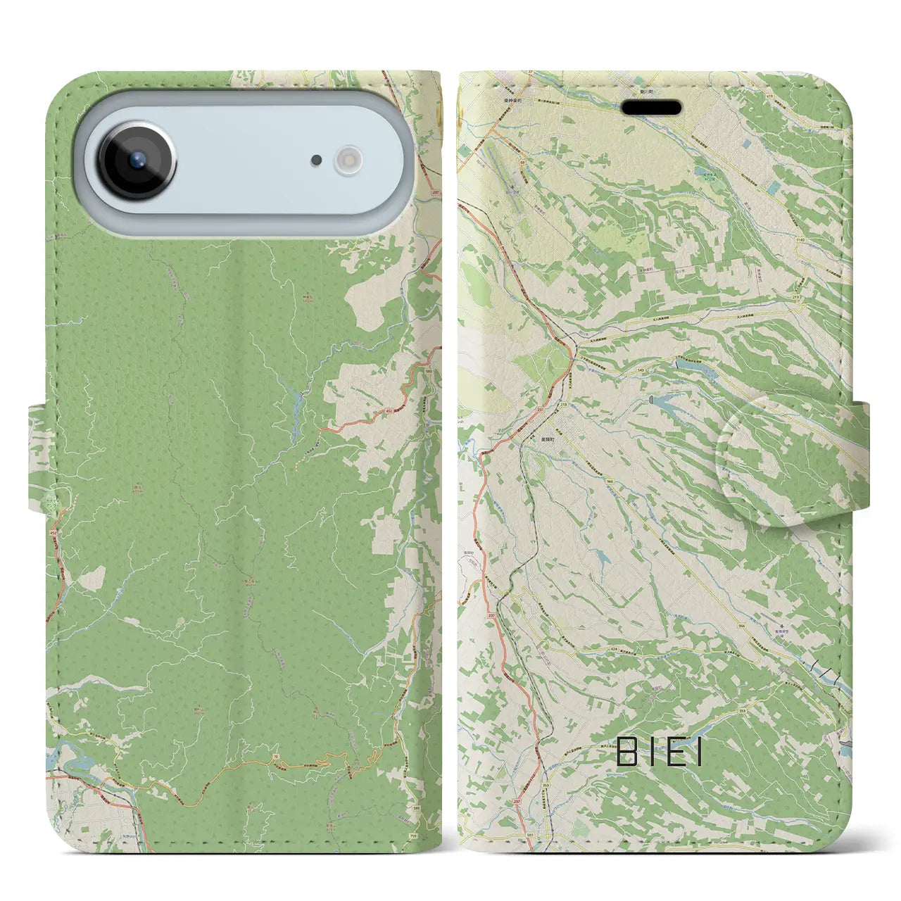 【美瑛（北海道）】地図柄iPhoneケース（手帳タイプ）