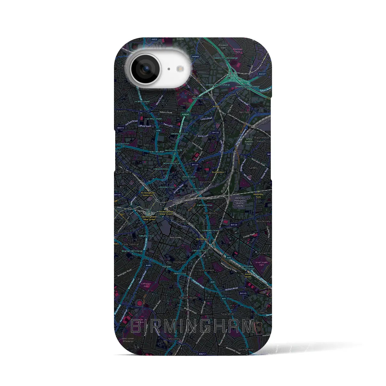 【バーミンガム（イギリス）】地図柄iPhoneケース（バックカバータイプ）