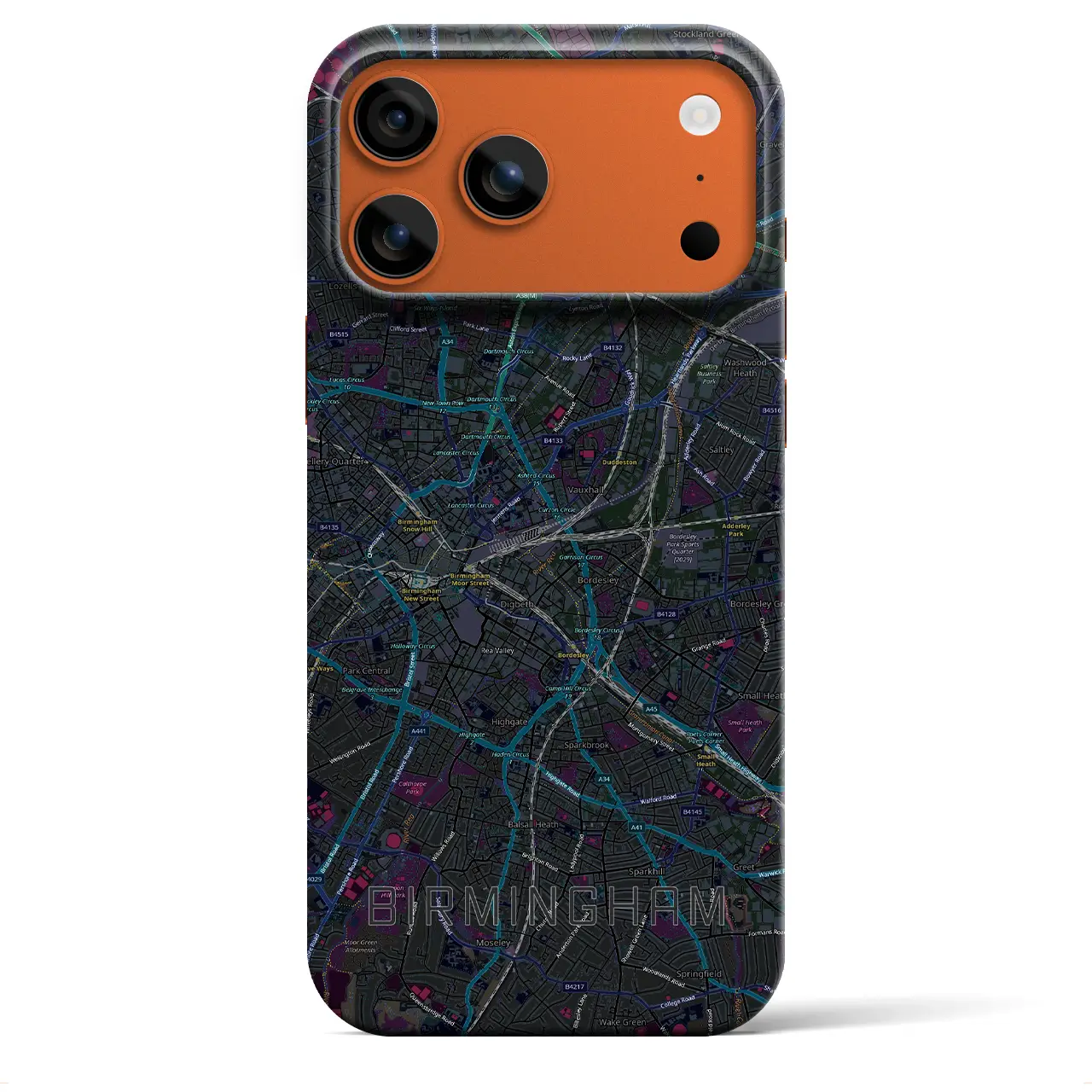 【バーミンガム（イギリス）】地図柄iPhoneケース（バックカバータイプ）