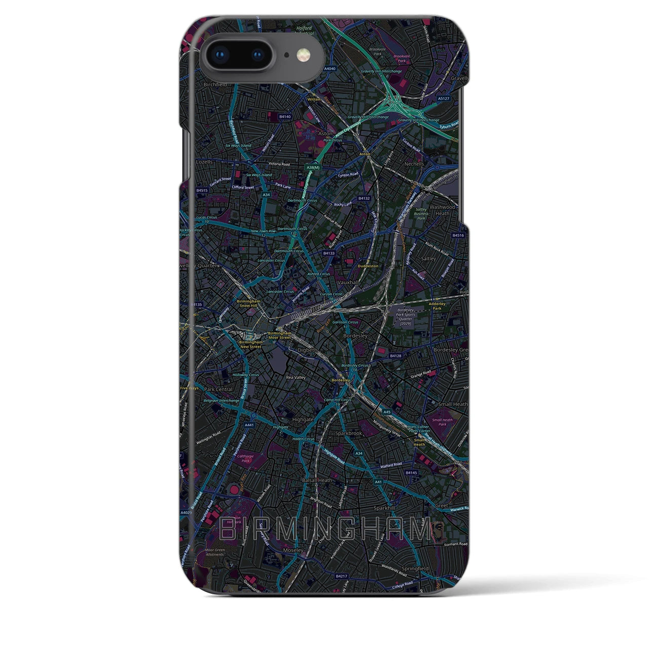 【バーミンガム（イギリス）】地図柄iPhoneケース（バックカバータイプ）