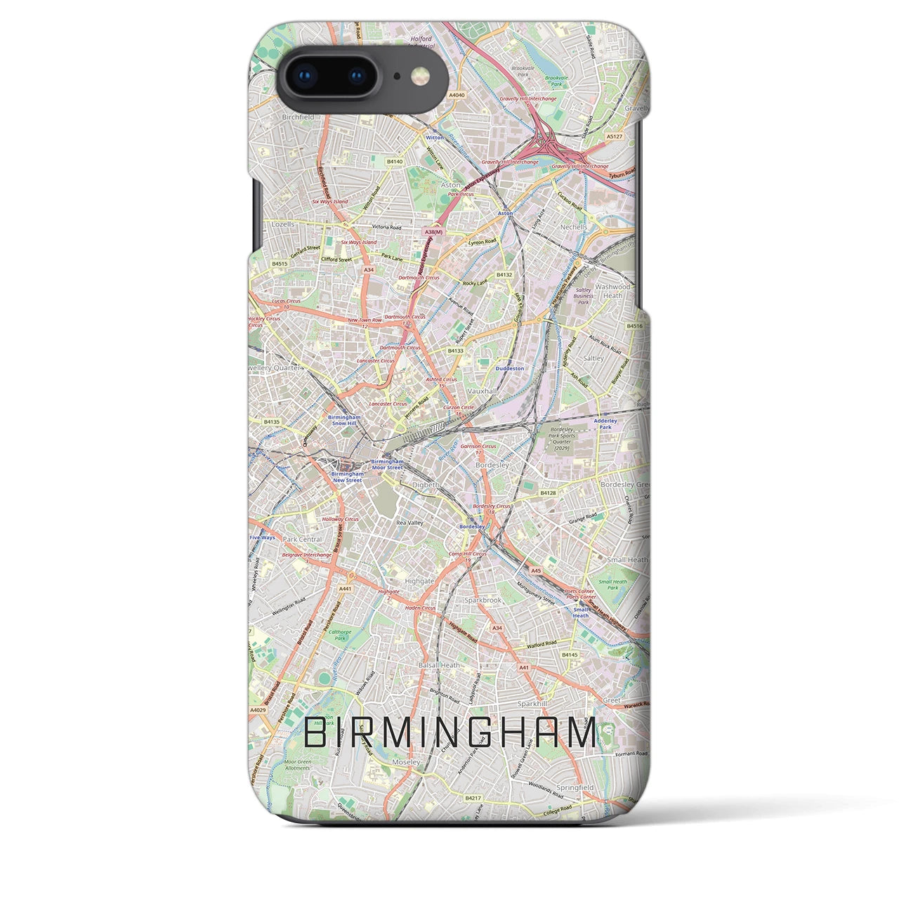 【バーミンガム（イギリス）】地図柄iPhoneケース（バックカバータイプ）