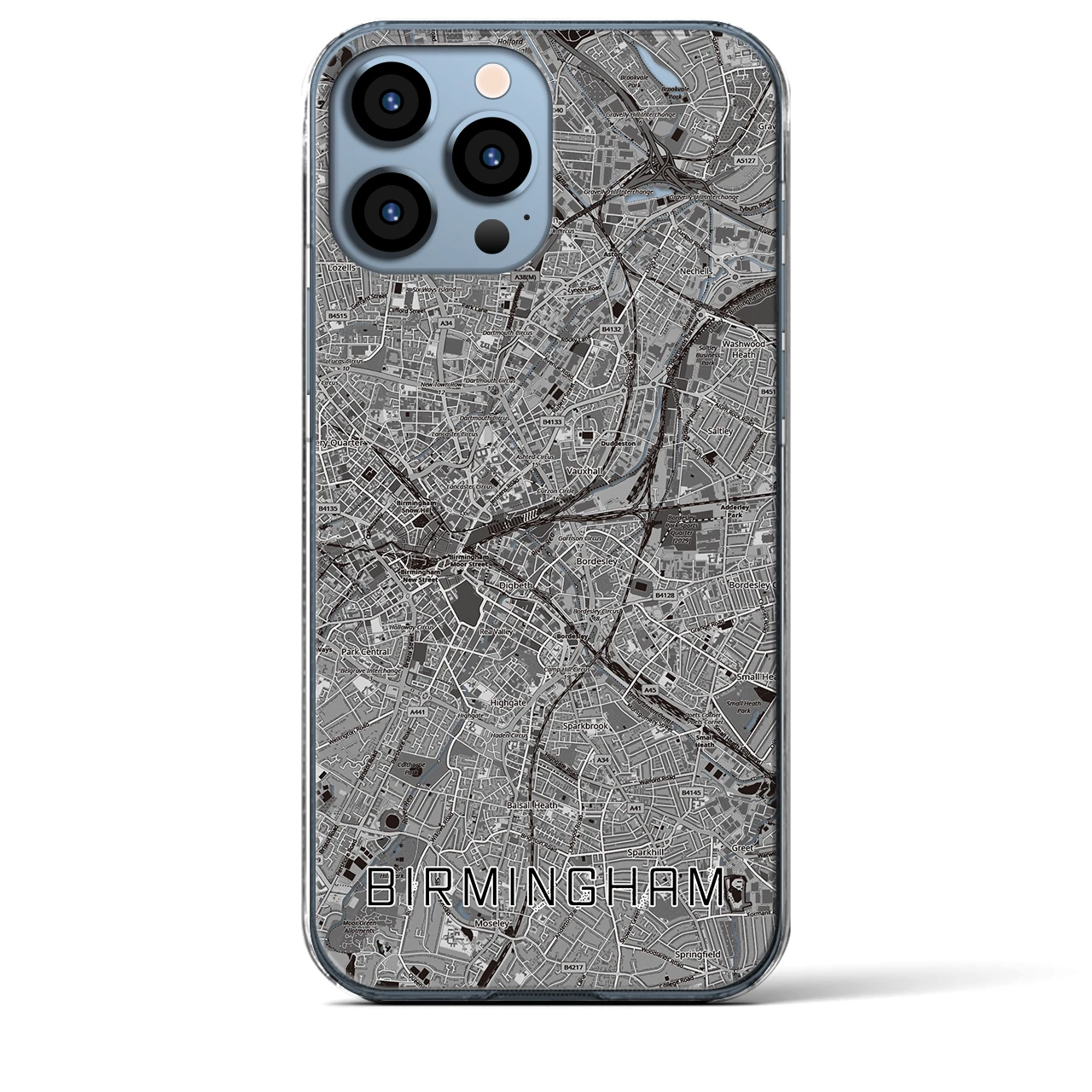 【バーミンガム（イギリス）】地図柄iPhoneケース（クリアタイプ）