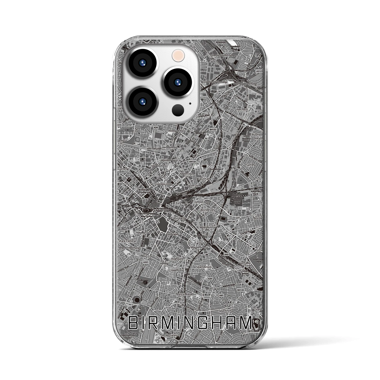 【バーミンガム（イギリス）】地図柄iPhoneケース（クリアタイプ）