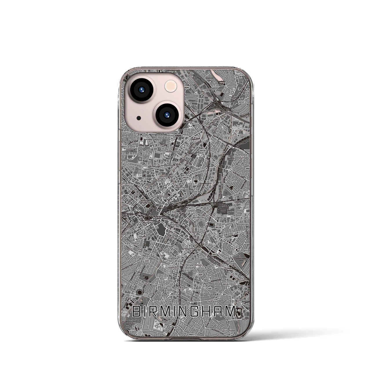 【バーミンガム（イギリス）】地図柄iPhoneケース（クリアタイプ）