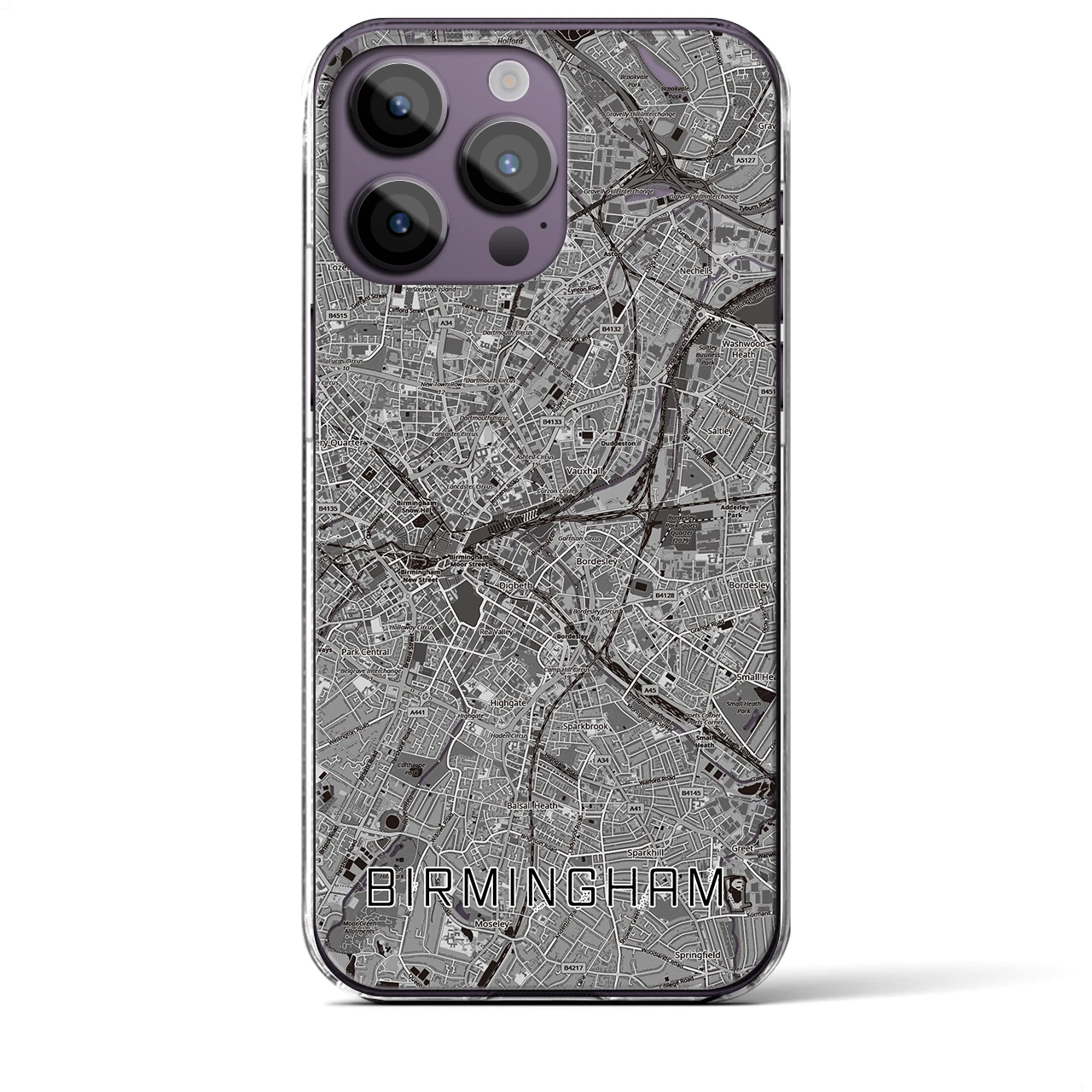 【バーミンガム（イギリス）】地図柄iPhoneケース（クリアタイプ）