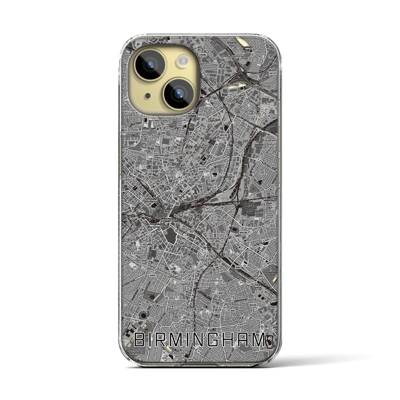 【バーミンガム（イギリス）】地図柄iPhoneケース（クリアタイプ）