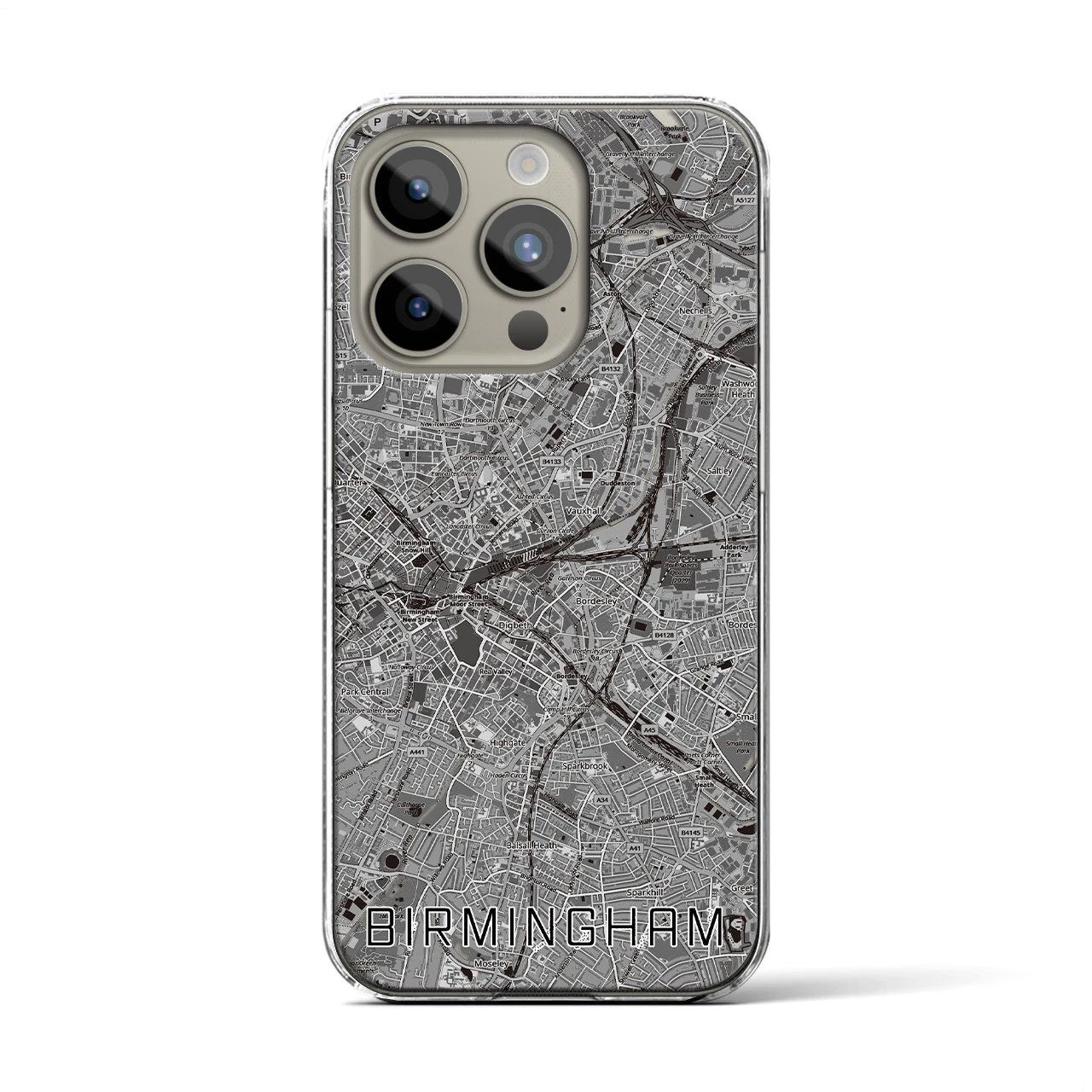【バーミンガム（イギリス）】地図柄iPhoneケース（クリアタイプ）