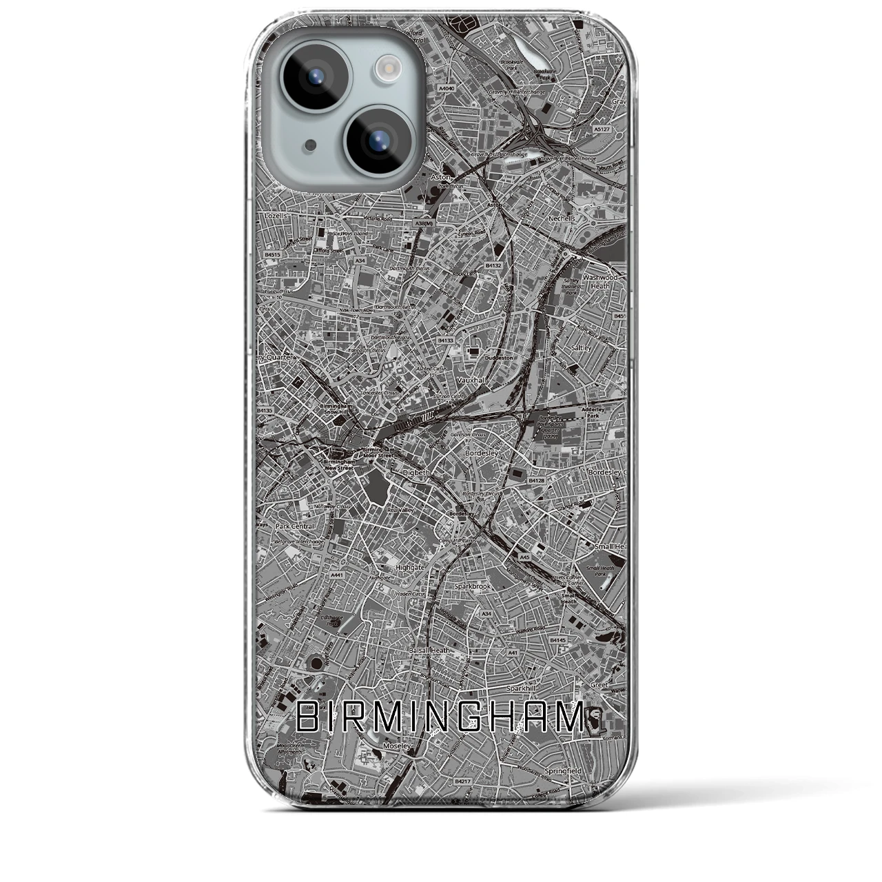【バーミンガム（イギリス）】地図柄iPhoneケース（クリアタイプ）