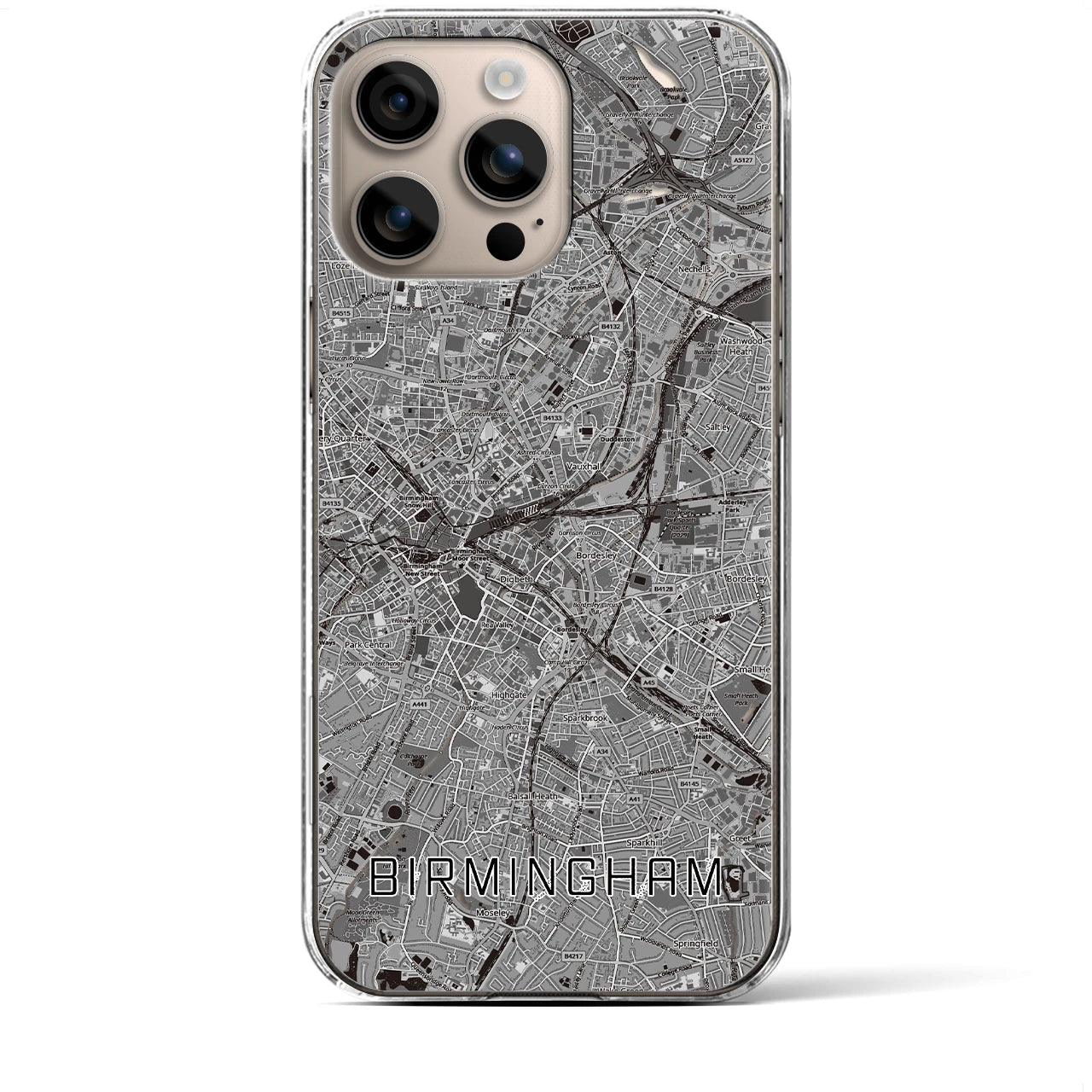 【バーミンガム（イギリス）】地図柄iPhoneケース（クリアタイプ）