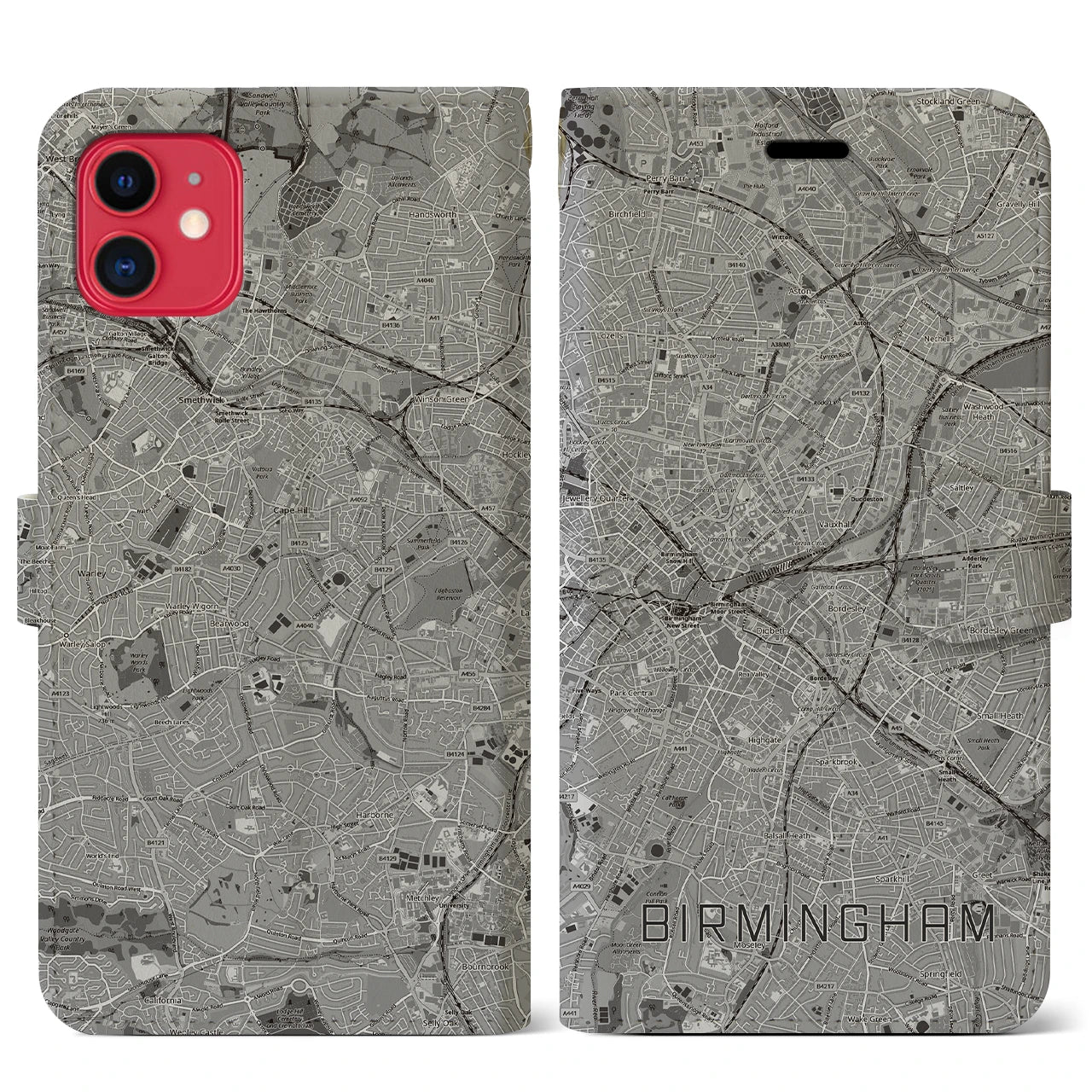 【バーミンガム（イギリス）】地図柄iPhoneケース（手帳タイプ）