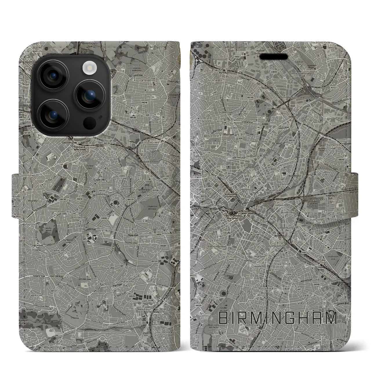 【バーミンガム（イギリス）】地図柄iPhoneケース（手帳タイプ）