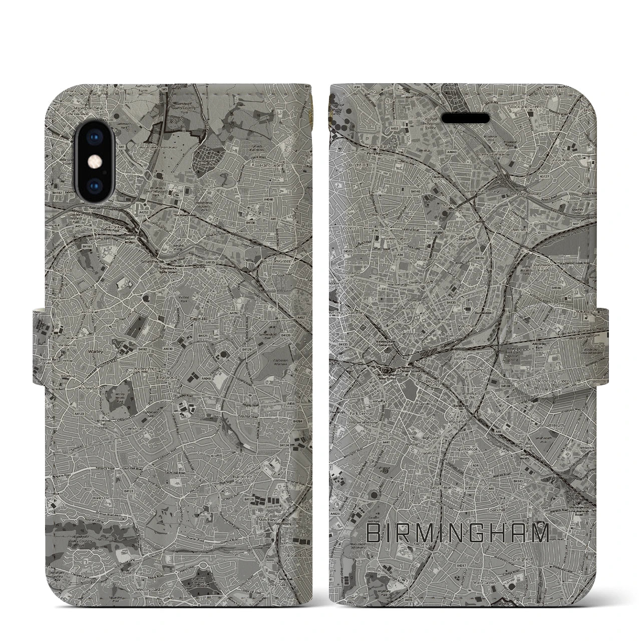 【バーミンガム（イギリス）】地図柄iPhoneケース（手帳タイプ）