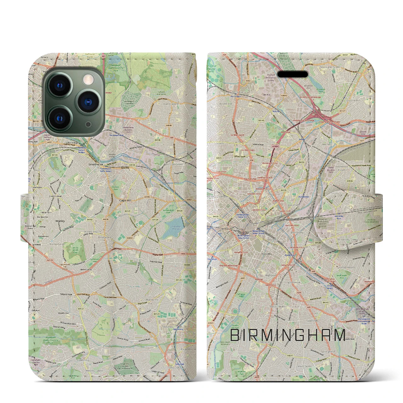 【バーミンガム（イギリス）】地図柄iPhoneケース（手帳タイプ）