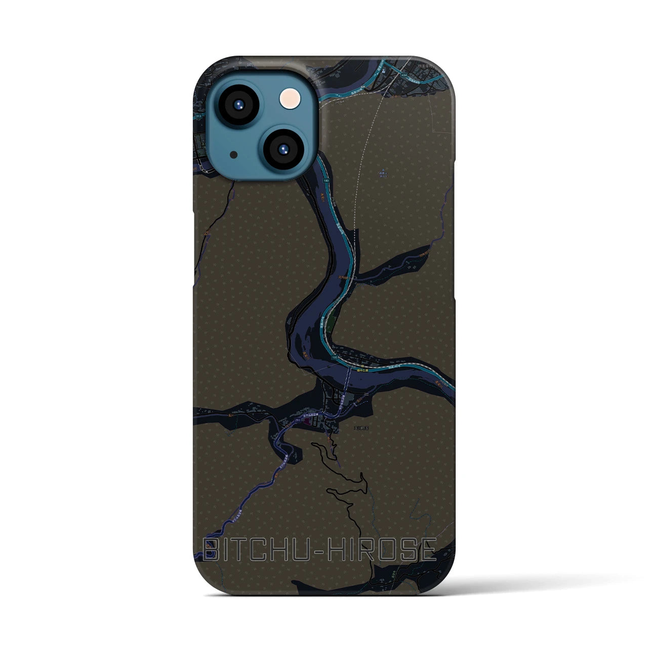 【備中広瀬（岡山県）】地図柄iPhoneケース（バックカバータイプ）