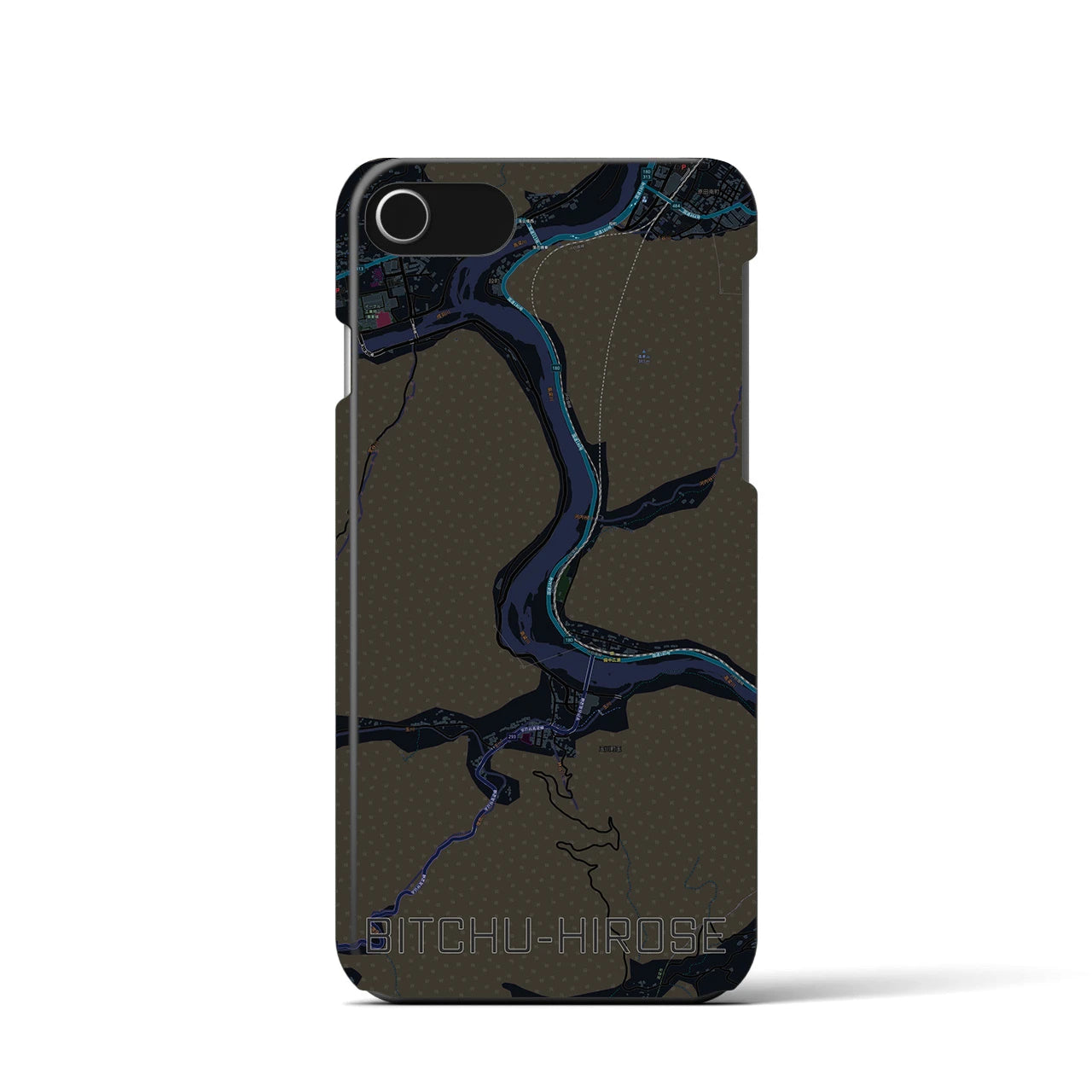 【備中広瀬（岡山県）】地図柄iPhoneケース（バックカバータイプ）