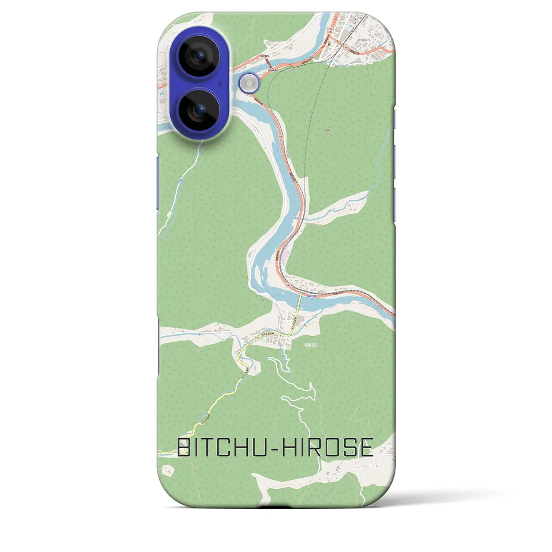 【備中広瀬(岡山県)】地図柄iPhoneケース(バックカバータイプ)ブラック・iPhone 16 Pro Max 用