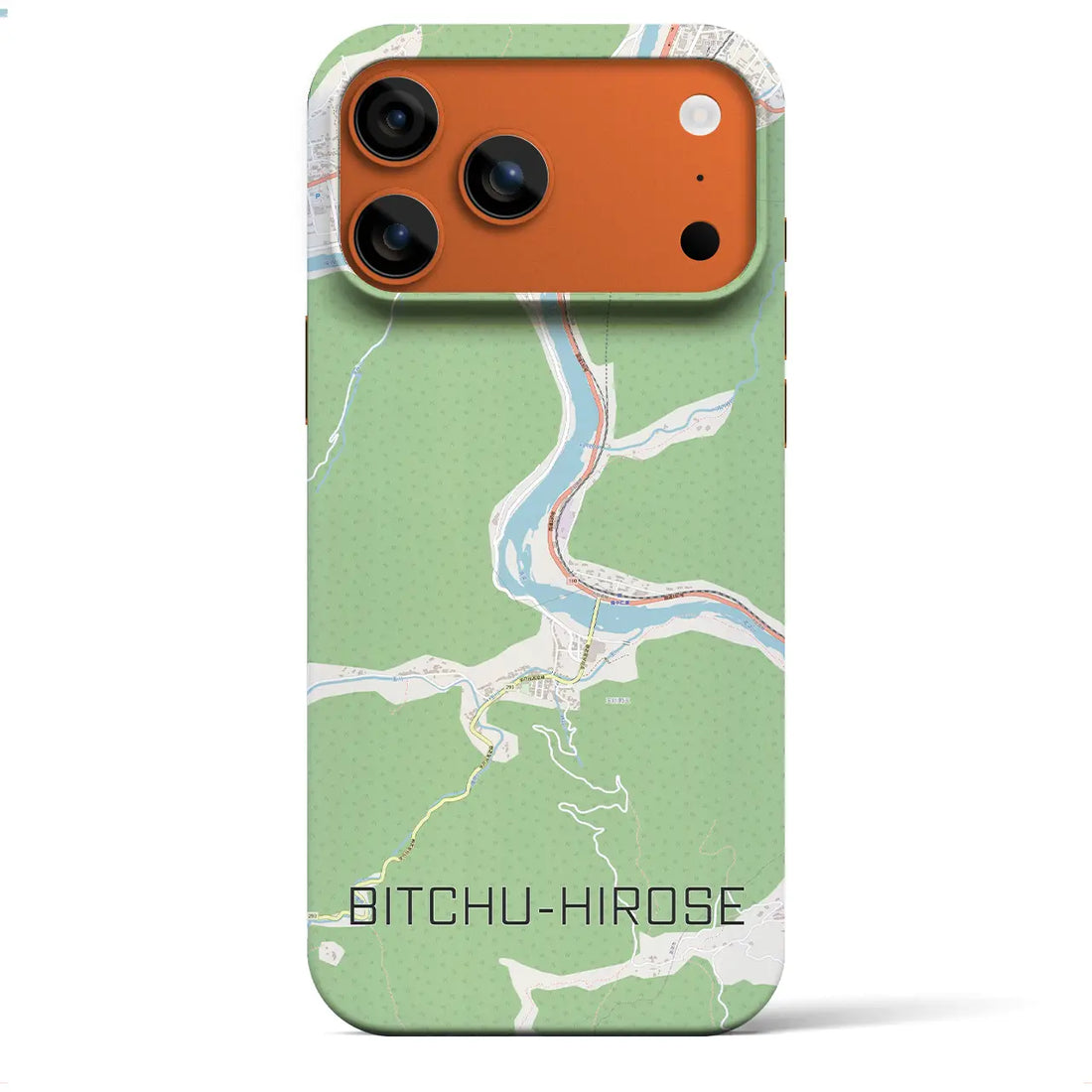 【備中広瀬(岡山県)】地図柄iPhoneケース(バックカバータイプ)ブラック・iPhone 17 Pro Max 用