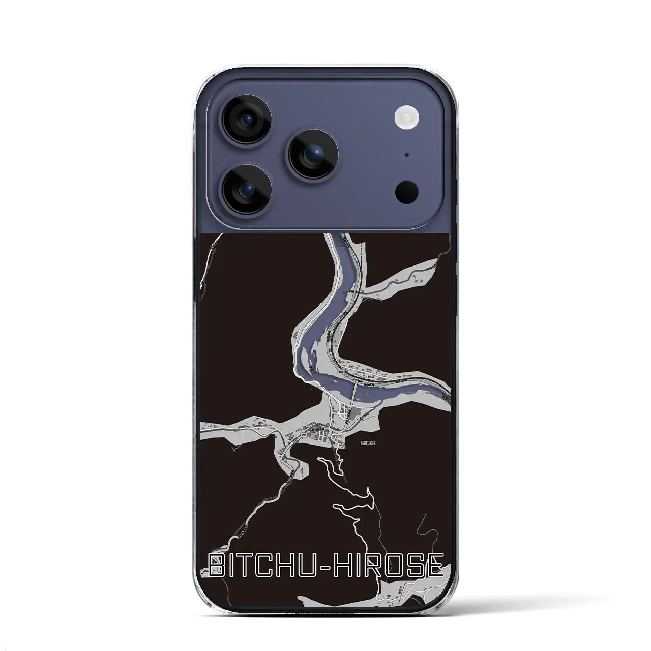 【備中広瀬（岡山県）】地図柄iPhoneケース（クリアタイプ）モノトーン・iPhone 17 Pro Max 用
