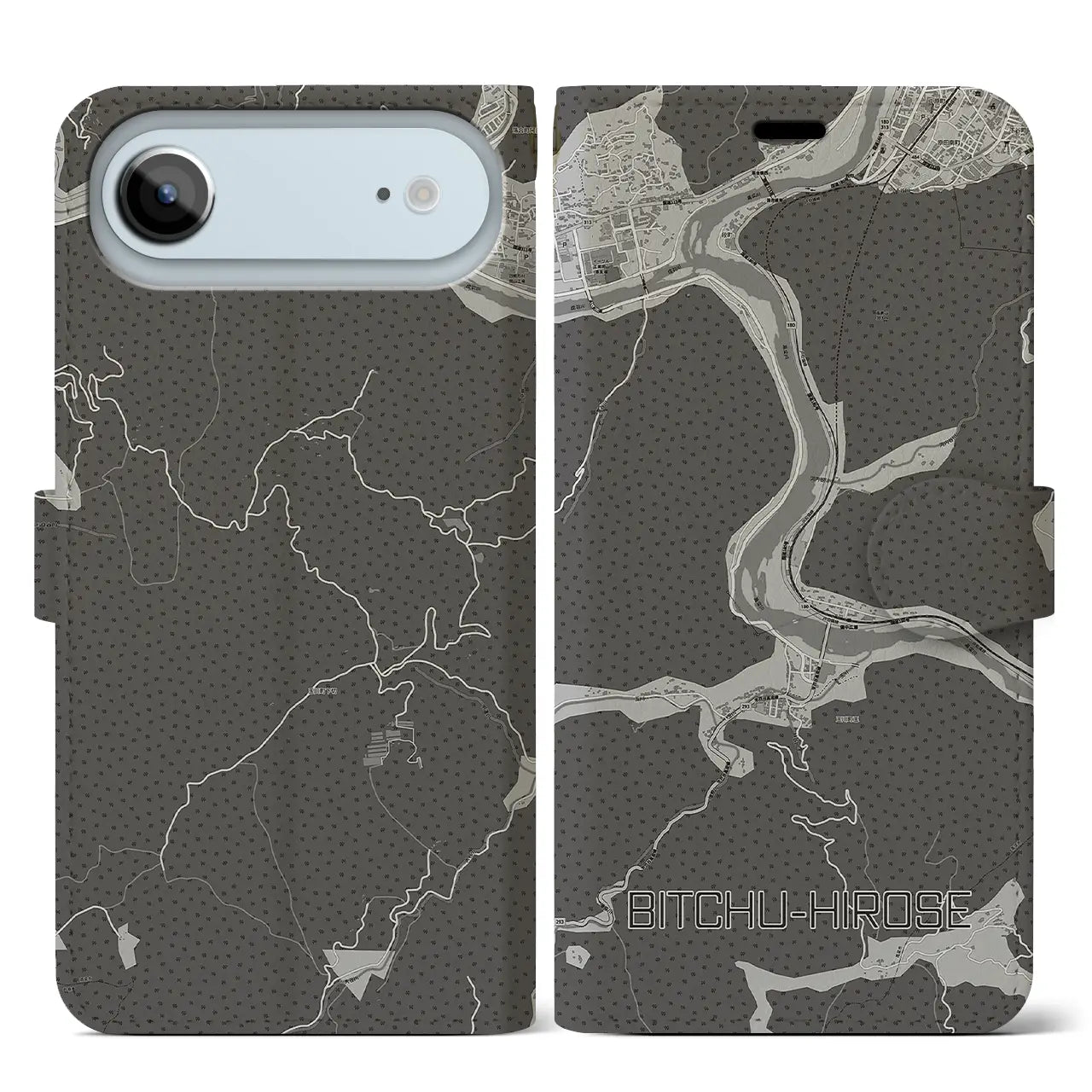 【備中広瀬（岡山県）】地図柄iPhoneケース（手帳タイプ）