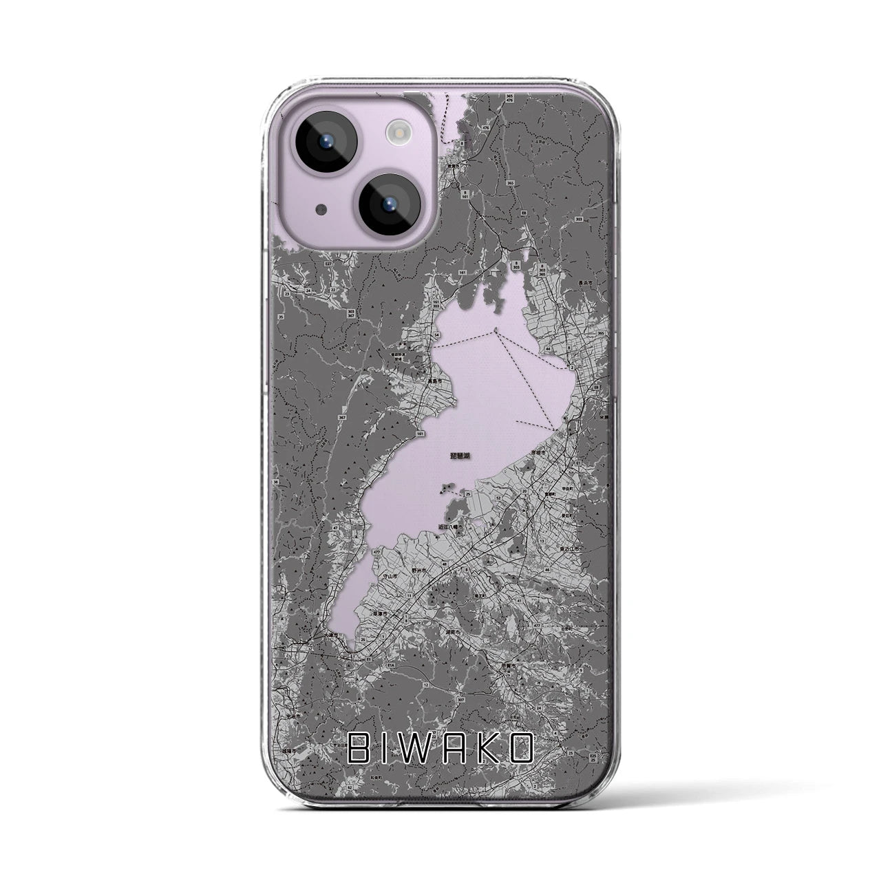 【琵琶湖2（滋賀県）】地図柄iPhoneケース（クリアタイプ）