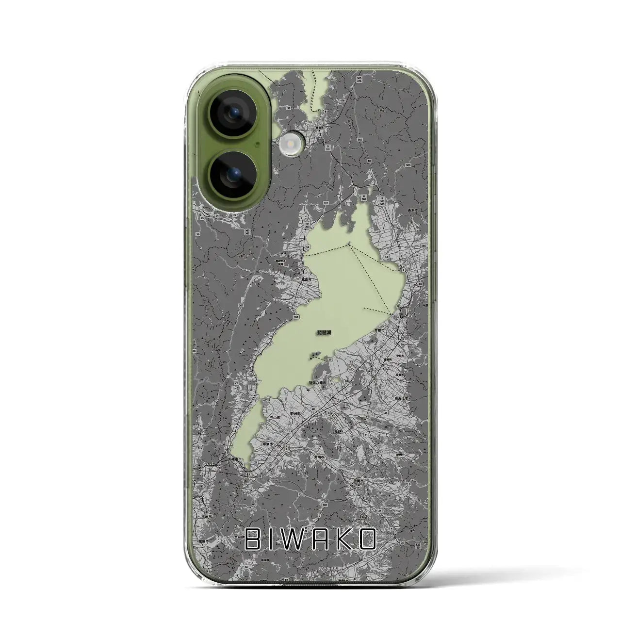【琵琶湖2（滋賀県）】地図柄iPhoneケース（クリアタイプ）モノトーン・iPhone 17 Pro Max 用