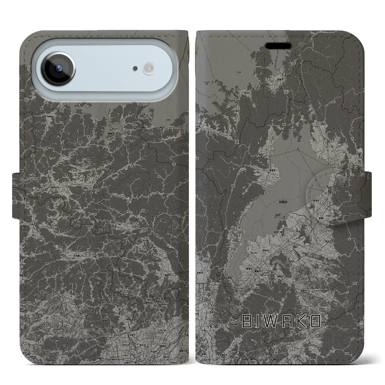 【琵琶湖2（滋賀県）】地図柄iPhoneケース（手帳タイプ）