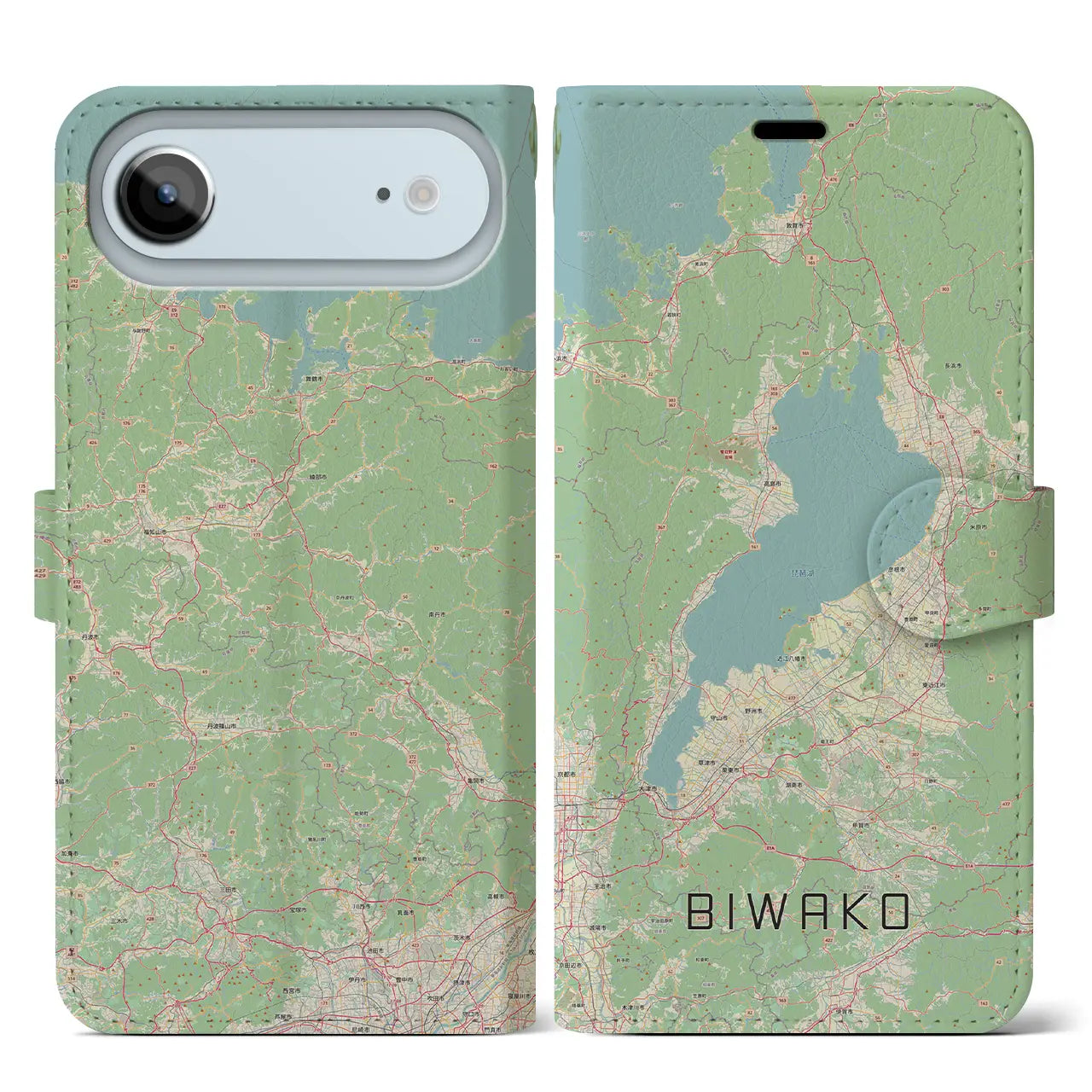 【琵琶湖2（滋賀県）】地図柄iPhoneケース（手帳タイプ）