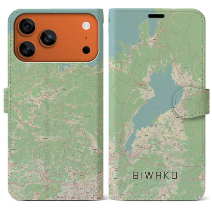 【琵琶湖2（滋賀県）】地図柄iPhoneケース（手帳タイプ）