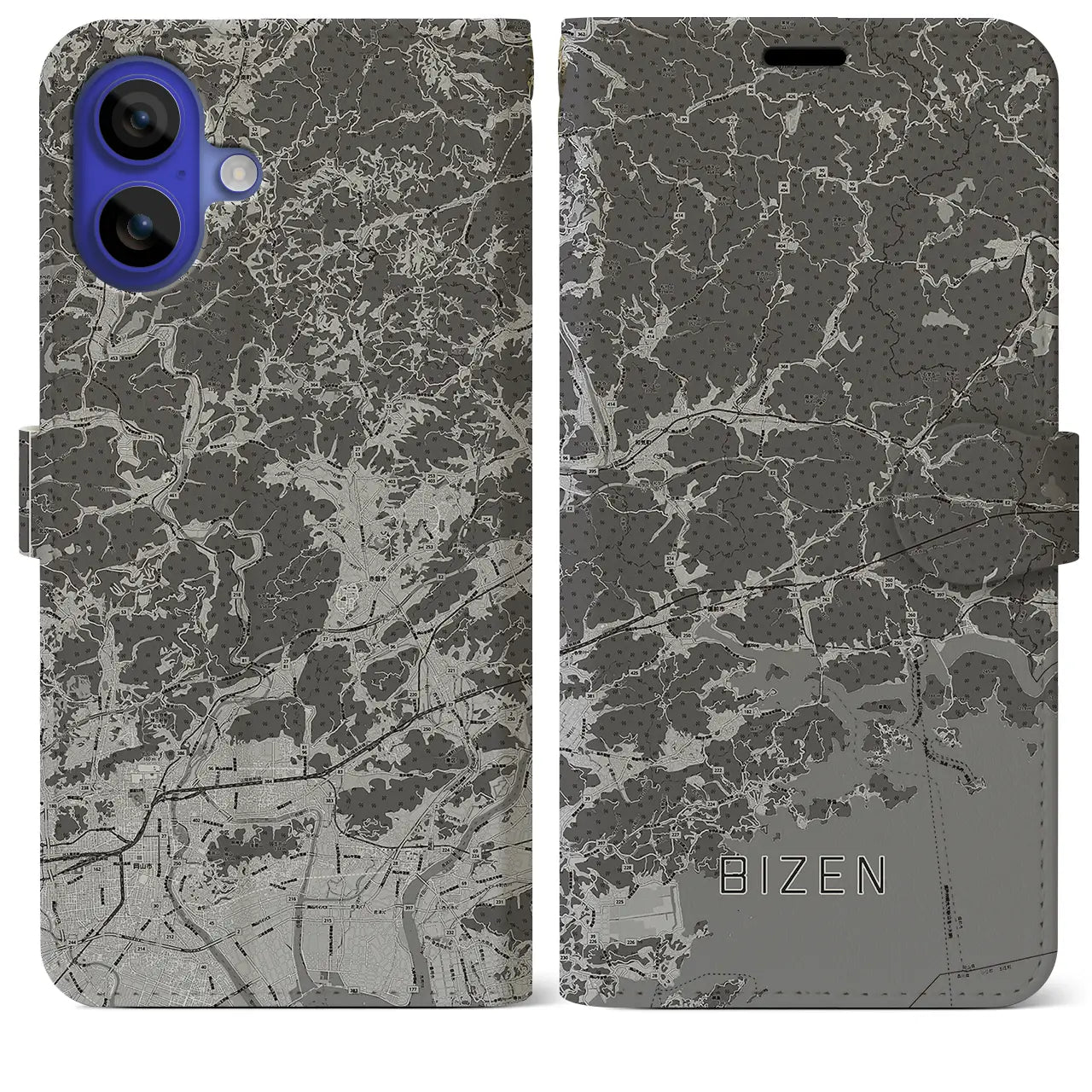 【備前（岡山県）】地図柄iPhoneケース（手帳タイプ）