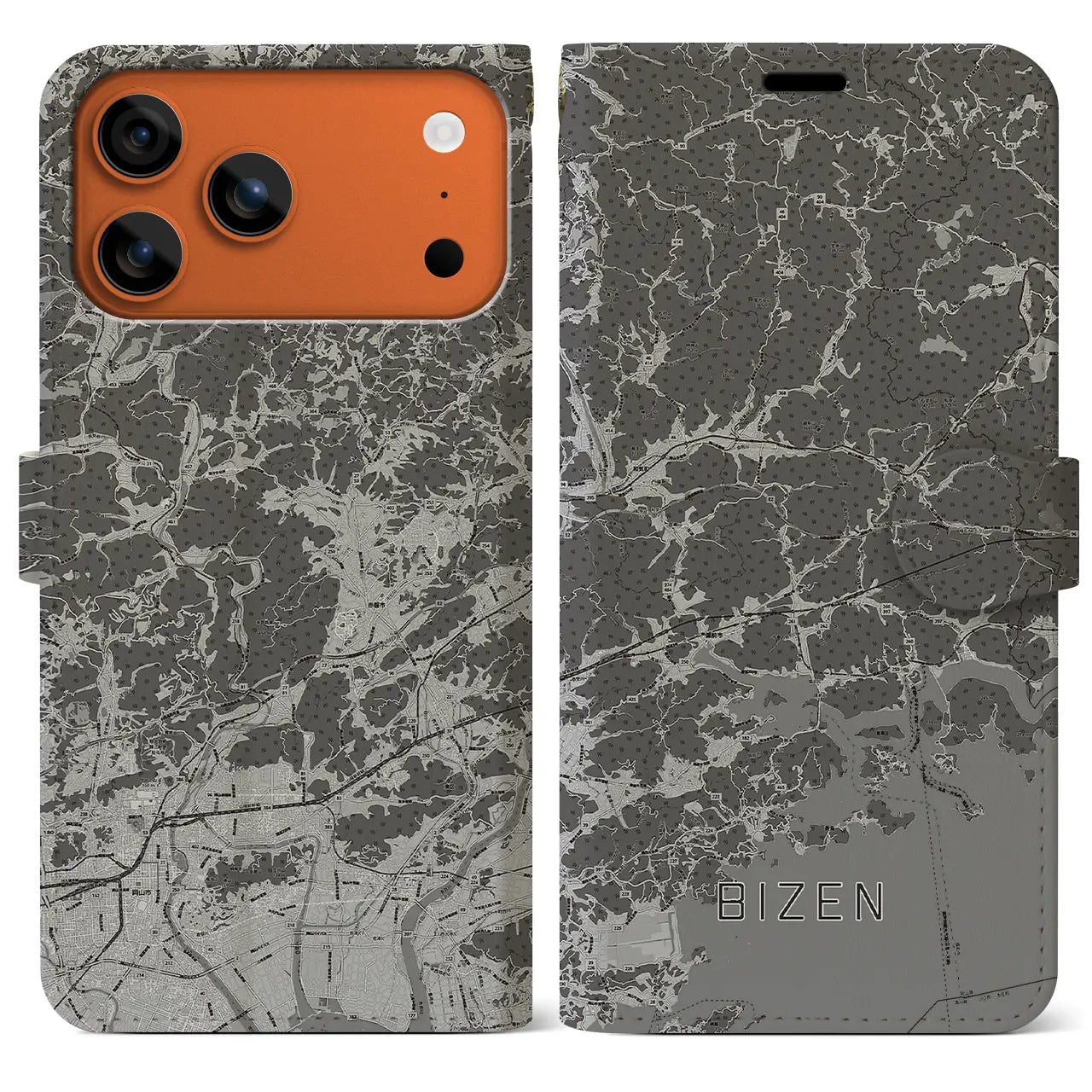 【備前（岡山県）】地図柄iPhoneケース（手帳タイプ）