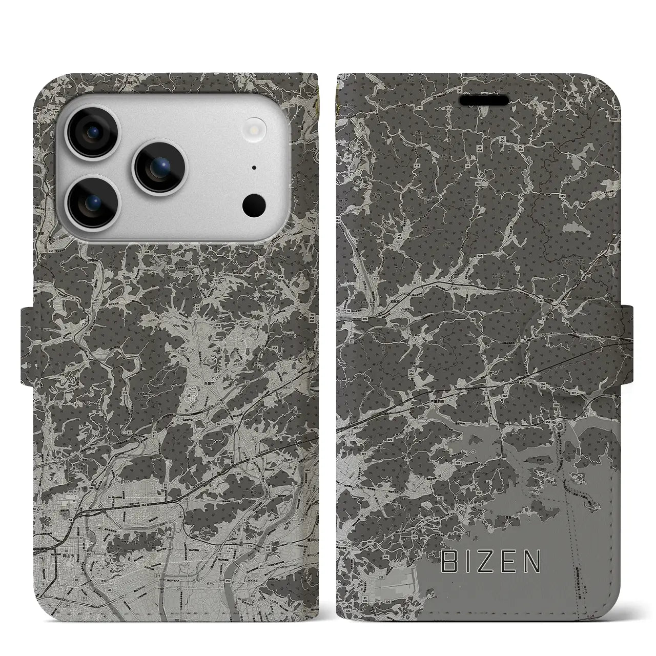 【備前（岡山県）】地図柄iPhoneケース（手帳タイプ）