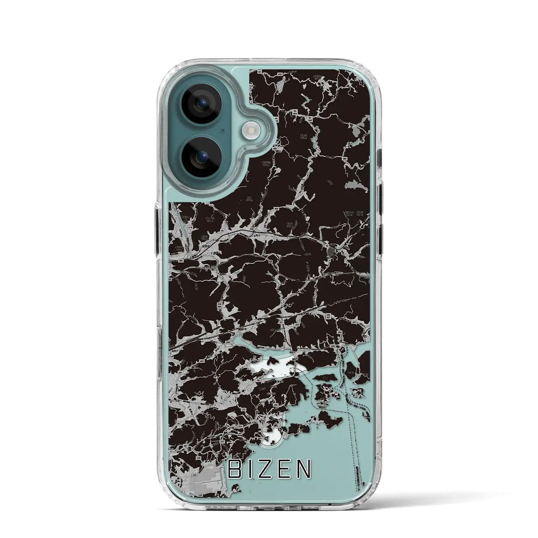 【備前(岡山県)】地図柄iPhoneケース(MagSafeタイプ)モノトーン・iPhone 16 Pro 用