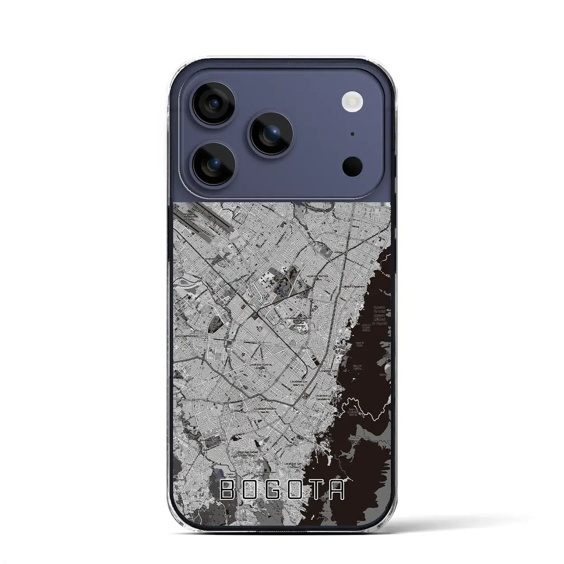 【ボゴタ（コロンビア）】地図柄iPhoneケース（クリアタイプ）モノトーン・iPhone 17 Pro Max 用