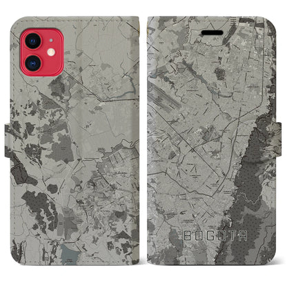 【ボゴタ（コロンビア）】地図柄iPhoneケース（手帳タイプ）モノトーン・iPhone 11 用