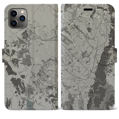 【ボゴタ（コロンビア）】地図柄iPhoneケース（手帳タイプ）モノトーン・iPhone 11 Pro Max 用