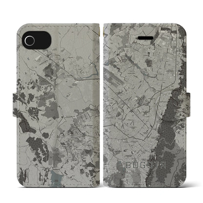 【ボゴタ（コロンビア）】地図柄iPhoneケース（手帳タイプ）モノトーン・iPhone SE（第3 / 第2世代） / 8 / 7 / 6s / 6 用
