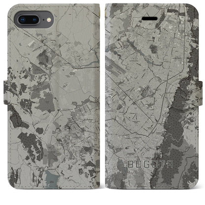 【ボゴタ（コロンビア）】地図柄iPhoneケース（手帳タイプ）モノトーン・iPhone 8Plus /7Plus / 6sPlus / 6Plus 用