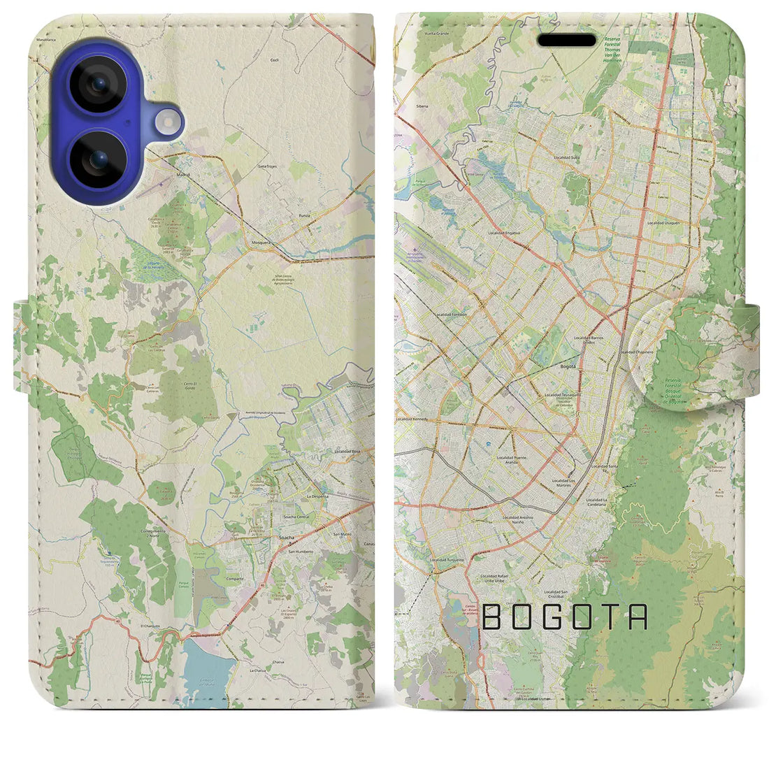 【ボゴタ(コロンビア)】地図柄iPhoneケース(手帳タイプ)ナチュラル・iPhone 16 Pro Max 用