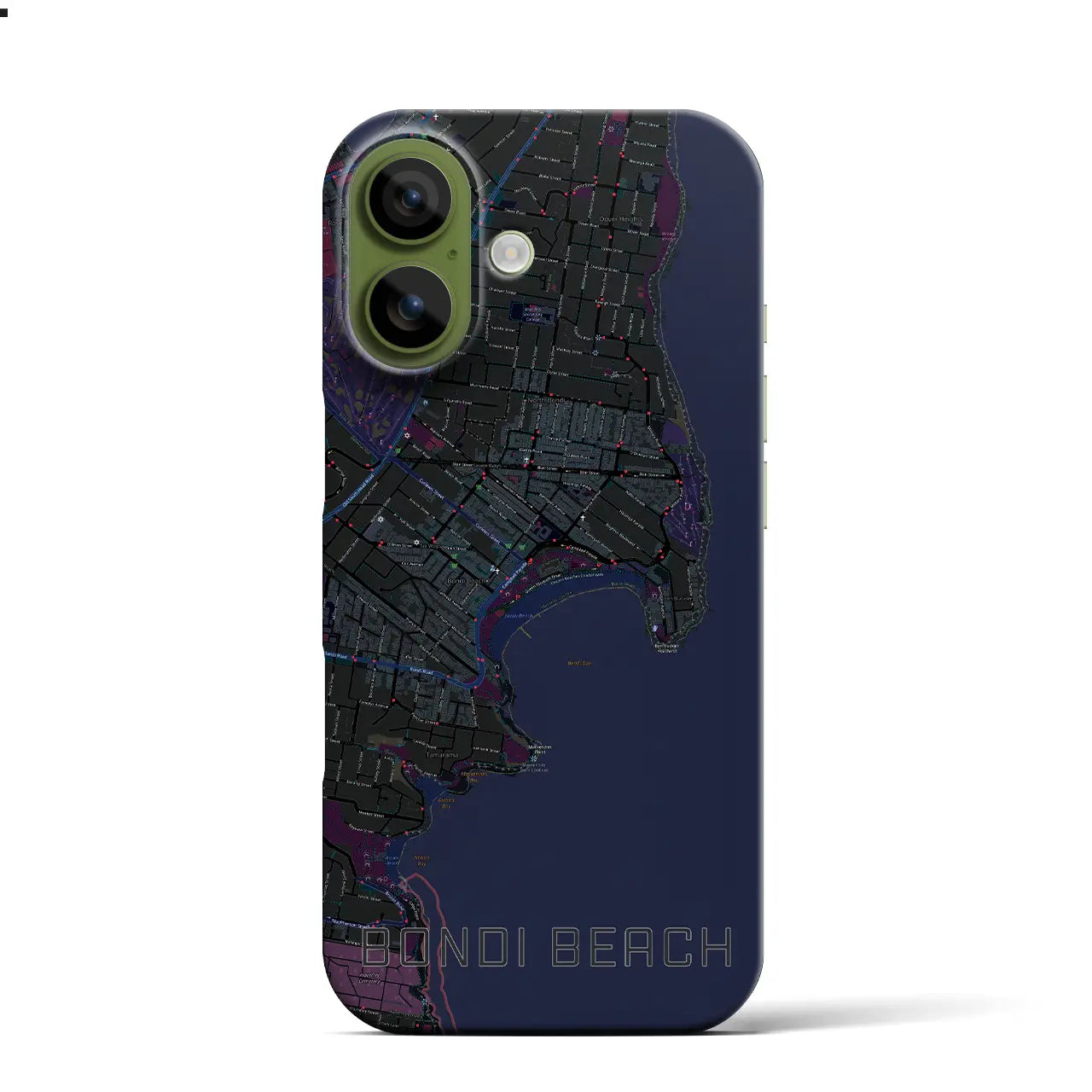 【ボンダイビーチ（オーストラリア）】地図柄iPhoneケース（バックカバータイプ）