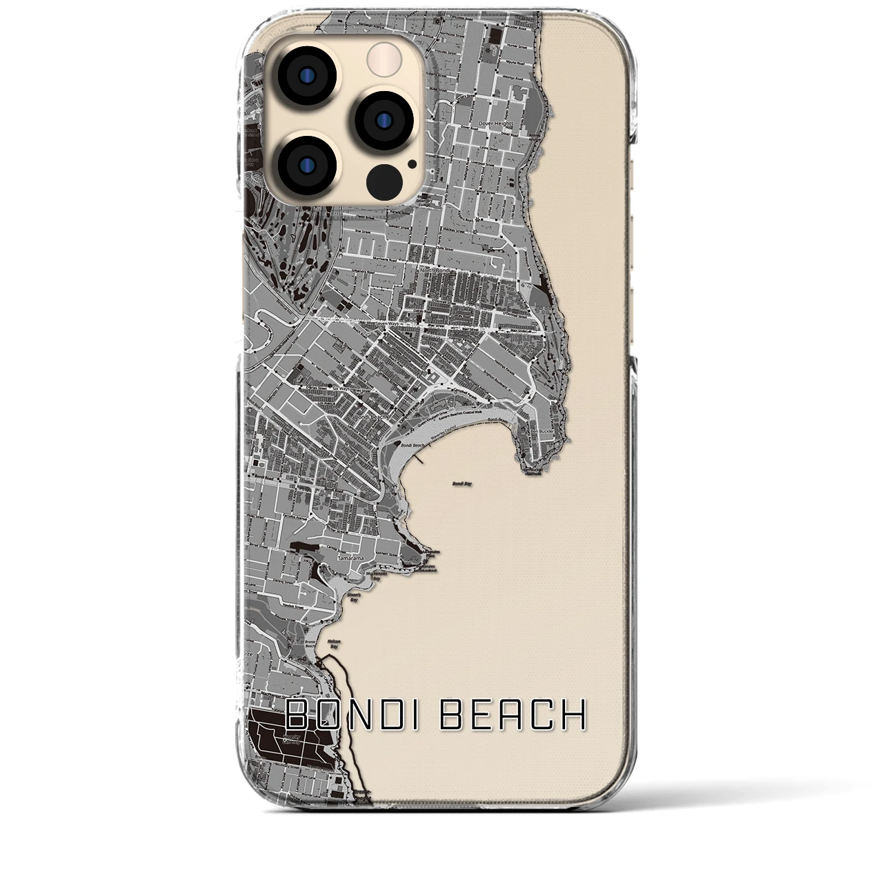 【ボンダイビーチ（オーストラリア）】地図柄iPhoneケース（クリアタイプ）