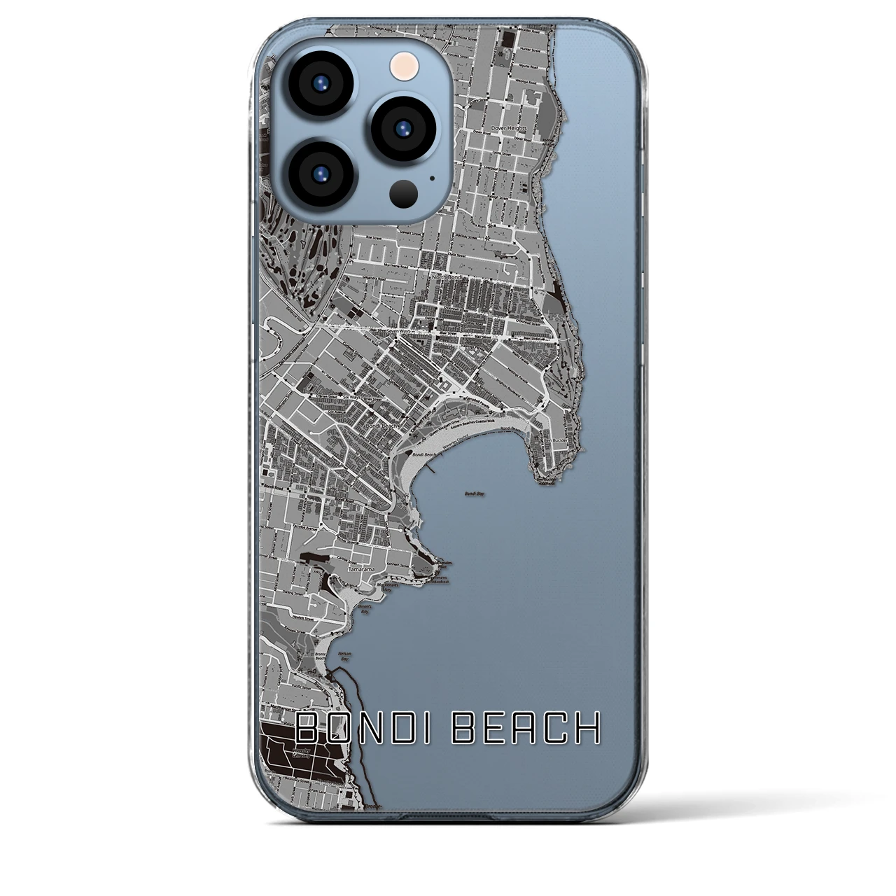 【ボンダイビーチ（オーストラリア）】地図柄iPhoneケース（クリアタイプ）