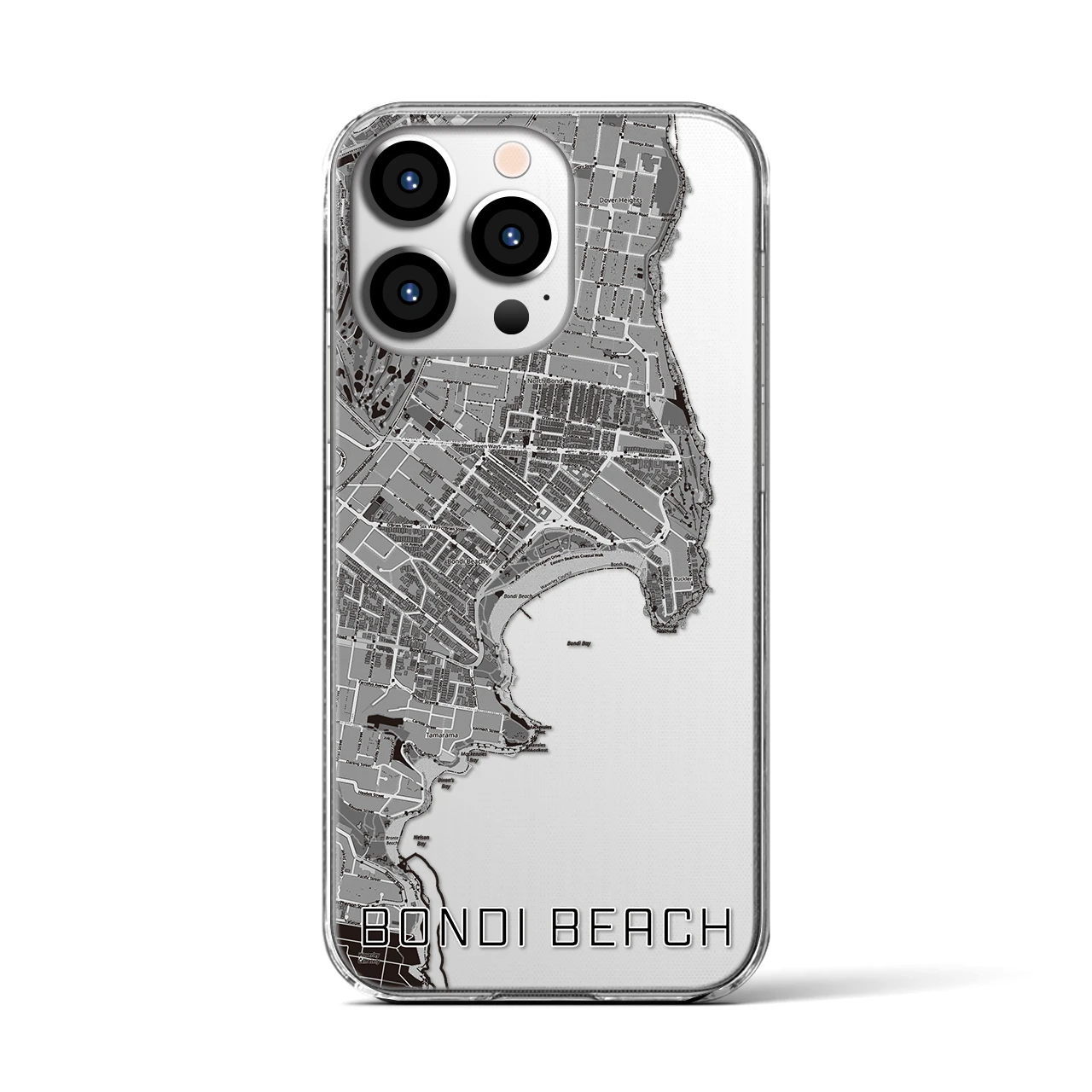 【ボンダイビーチ（オーストラリア）】地図柄iPhoneケース（クリアタイプ）