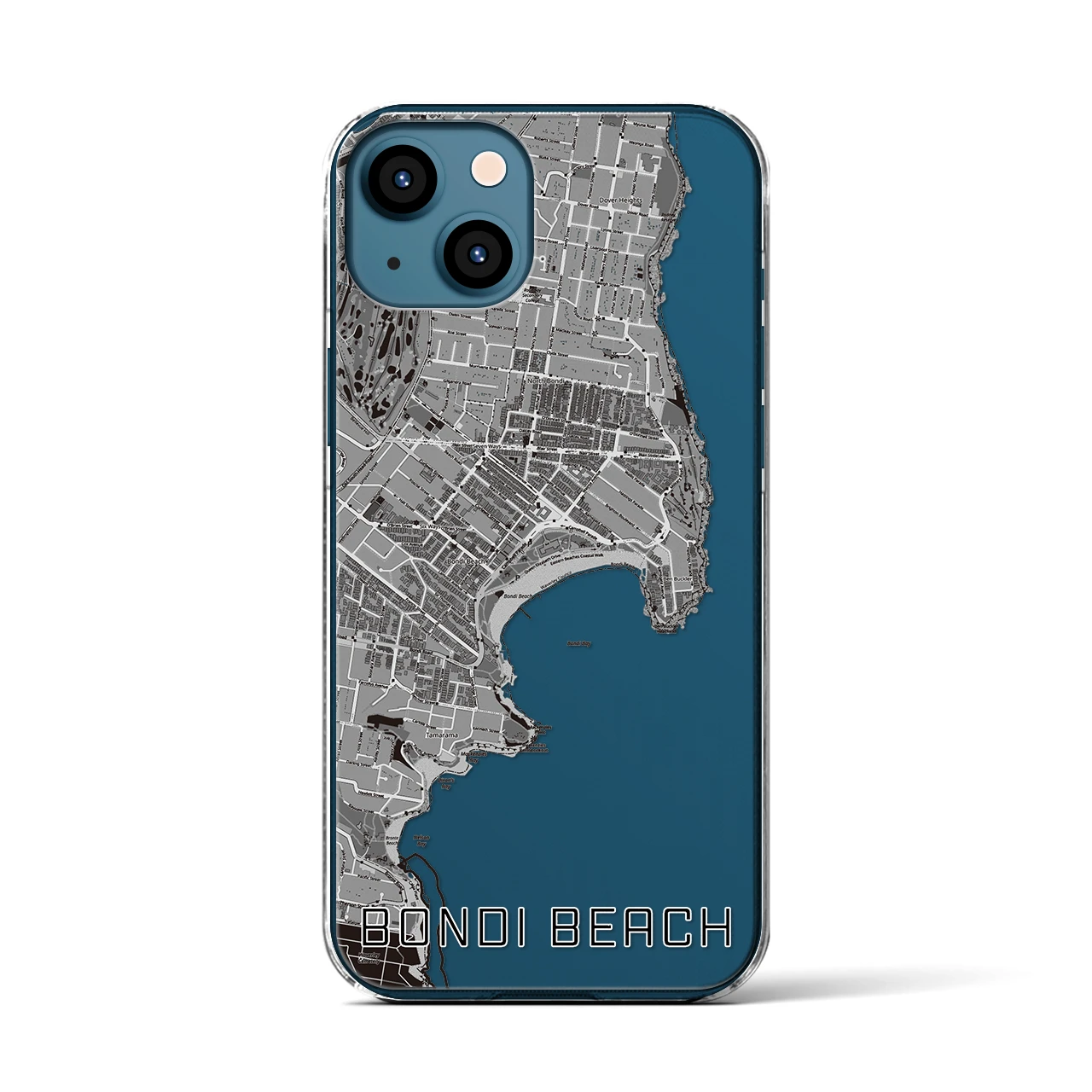 【ボンダイビーチ（オーストラリア）】地図柄iPhoneケース（クリアタイプ）