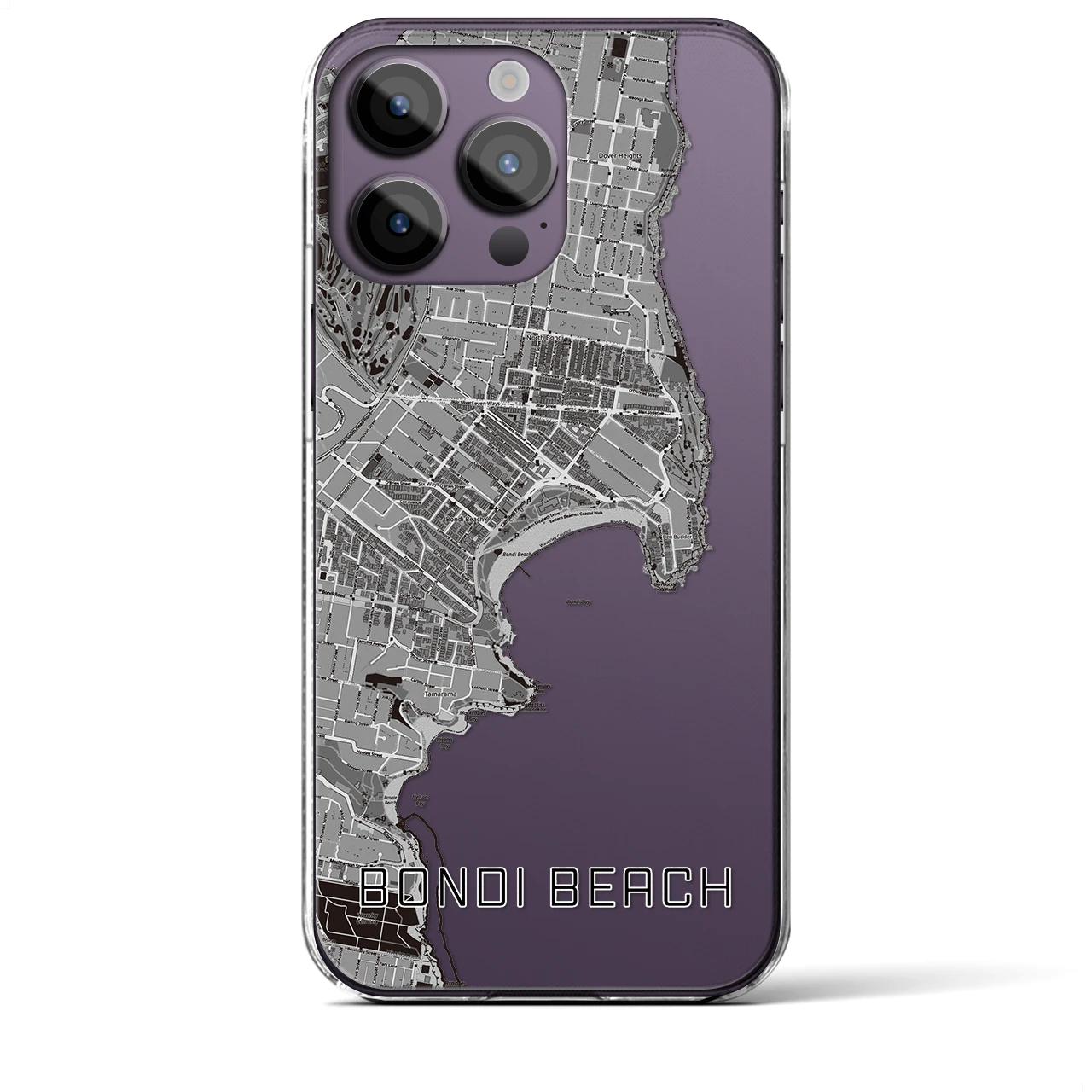 【ボンダイビーチ（オーストラリア）】地図柄iPhoneケース（クリアタイプ）