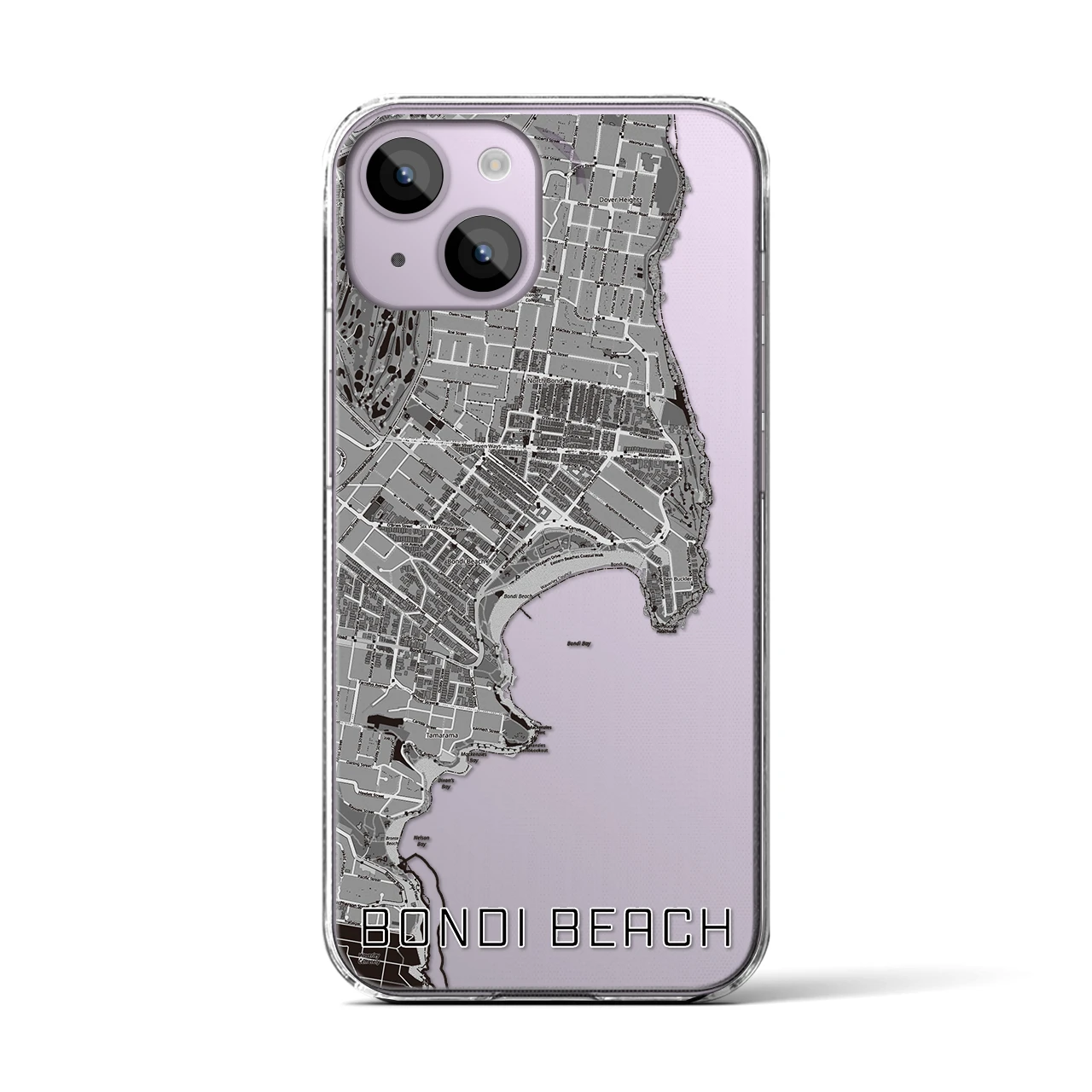 【ボンダイビーチ（オーストラリア）】地図柄iPhoneケース（クリアタイプ）