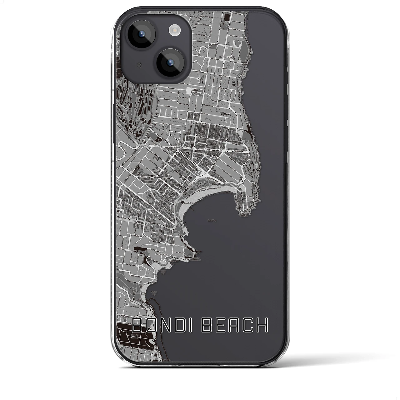 【ボンダイビーチ（オーストラリア）】地図柄iPhoneケース（クリアタイプ）