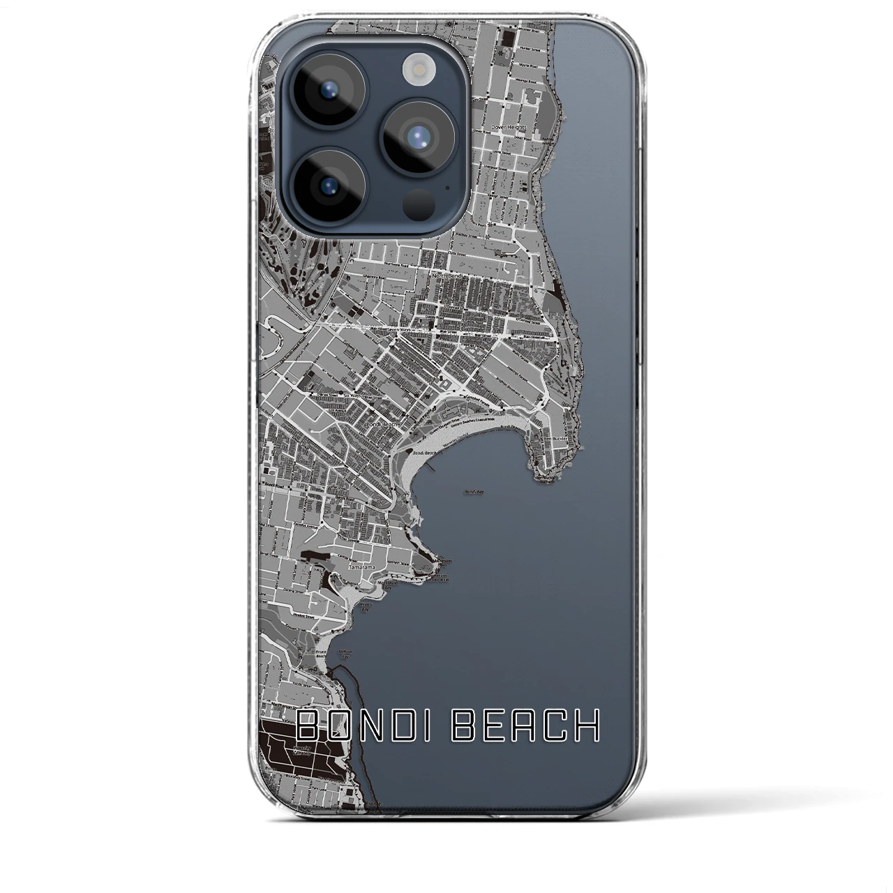 【ボンダイビーチ（オーストラリア）】地図柄iPhoneケース（クリアタイプ）