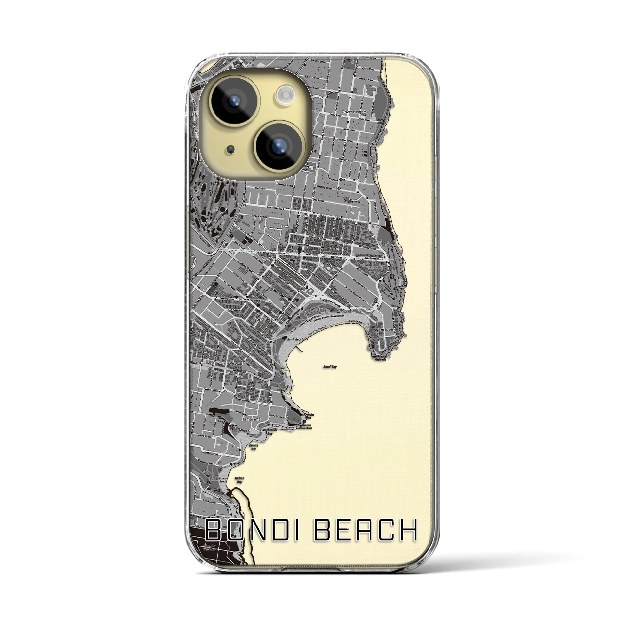 【ボンダイビーチ（オーストラリア）】地図柄iPhoneケース（クリアタイプ）