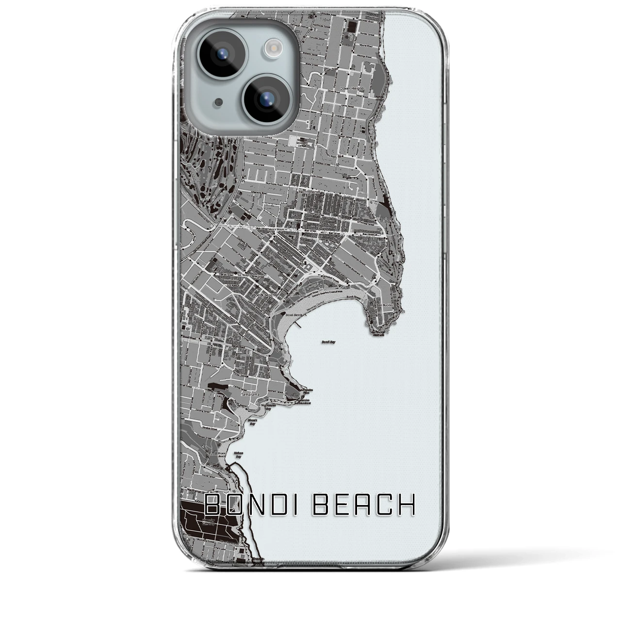 【ボンダイビーチ（オーストラリア）】地図柄iPhoneケース（クリアタイプ）